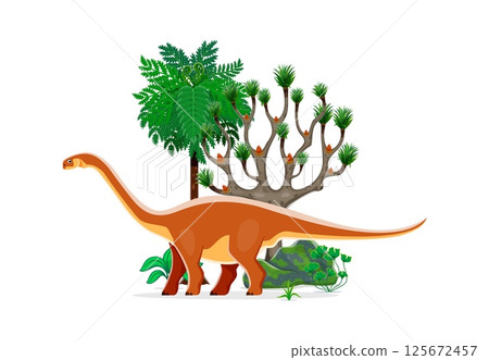 Dinosaur or prehistoric lizard Cetiosaurus and Jurassic dino animal vector cartoon character. Prehistoric era Cetiosaurus dinosaur species with for kids paleontology encyclopedia and dino atlas Dinosaur or prehistoric lizard Cetiosaurus and Jurassic dino animal vector cartoon character. Prehistoric era Cetiosaurus dinosaur species with for kids paleontology encyclopedia and dino atlas 125672457