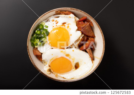 Grilled pork with egg 125672583