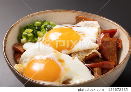 Grilled pork with egg 125672585