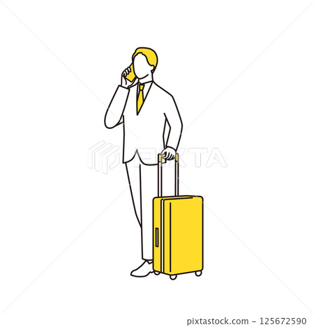 商人一邊拉著手提箱一邊用智慧型手機說話 125672590