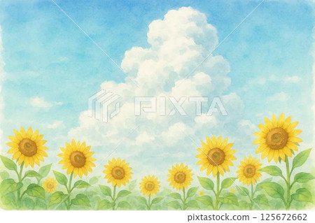 向日葵田和積雨雲 125672662