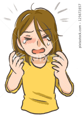 月經前後的煩惱 手繪插畫 情緒不穩定 125672857