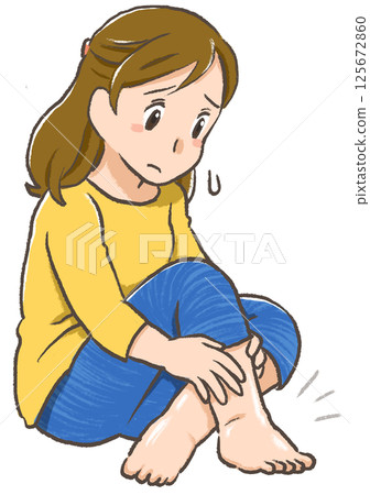 Troubles before and after menstruation: Hand-drawn illustrations: Swelling 125672860