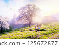 Horse walking in the morning mist Ai 125672877