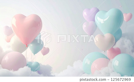 閃亮心型氣球（柔和色彩） 125672969