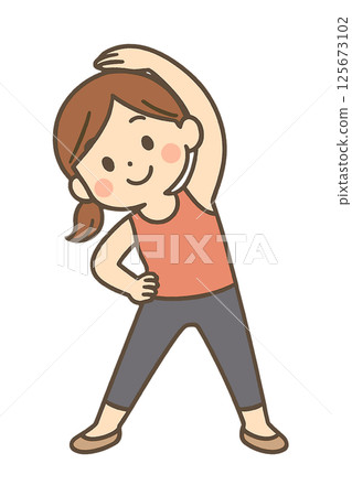 女孩做伸展運動 女孩做伸展運動 125673102