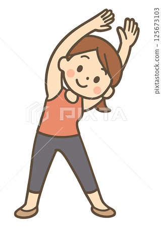 女孩做伸展運動 125673103