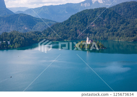 Lake Bled view from Bled Castle Lake Bled view from Bled Castle 125673634