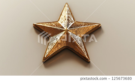 具有美麗光澤金銀質感的立體星狀物體。 具有美麗光澤金銀質感的立體星狀物體。 125673680