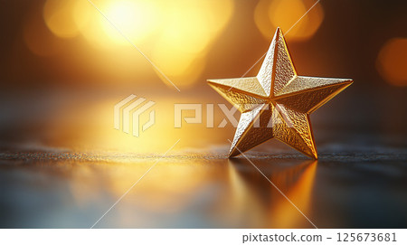 具有美麗光澤金銀質感的立體星狀物體。 125673681