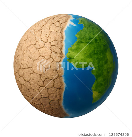 具有毀滅性和綠色倒置切口背景的 3D 地球 125674296