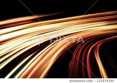 Abstract light trails streaking in dynamic motion for energy and speed concept in futuristic style, AI Generative 125674395