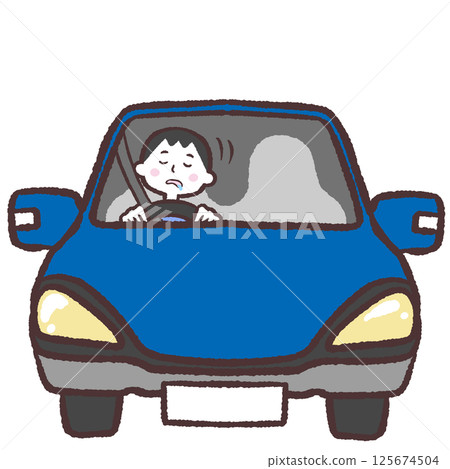 昏昏欲睡的開車的男性插畫 昏昏欲睡的開車的男性插畫 125674504