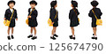 一個穿著白色背景幼兒園制服的女孩 125674790