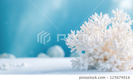 Pristine white coral amidst oceanic backdrop in serene underwater environment, AI Generative 125674918