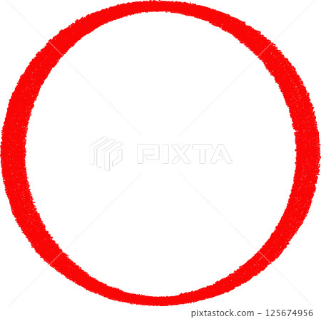 手繪簡約紅色圓框 125674956