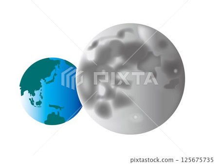 Earth and moon illustration Earth and moon illustration 125675735