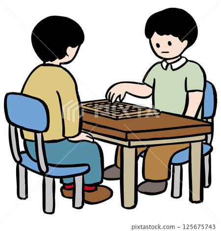 將棋比賽期間和比賽後的向量插圖 125675743