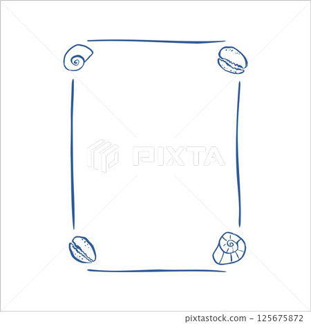 Blue sea frame with doodle ocean animals and marine sketch elements on soft background for summer design Blue sea frame with doodle ocean animals and marine sketch elements on soft background for summer design 125675872