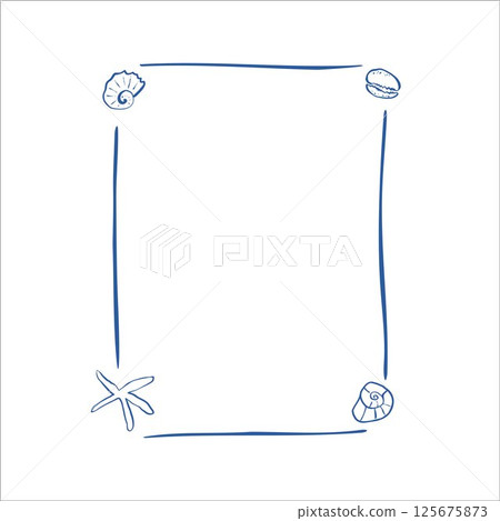 Rectangle sea frame with cute hand drawn marine doodles and underwater creatures on light blue background Rectangle sea frame with cute hand drawn marine doodles and underwater creatures on light blue background 125675873