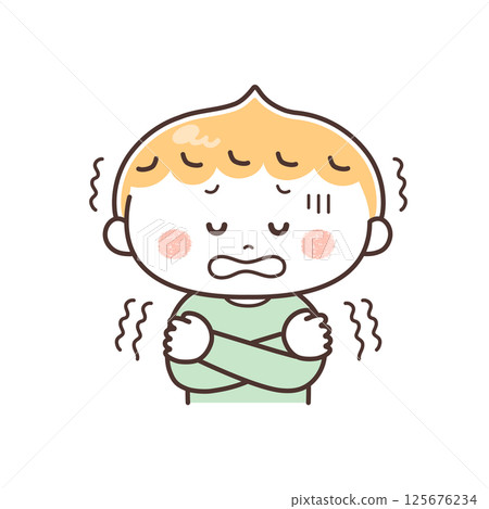 一個顫抖的男孩的插圖 一個顫抖的男孩的插圖 125676234
