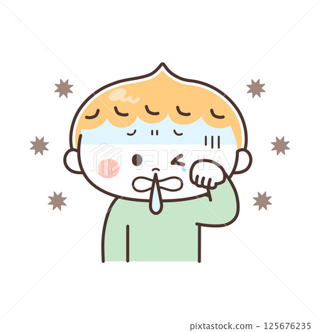 患有花粉症的男孩的插圖 患有花粉症的男孩的插圖 125676235