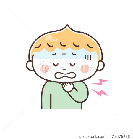 喉嚨痛的男孩的插圖 125676238