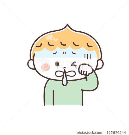 生病的男孩的插圖 生病的男孩的插圖 125676244