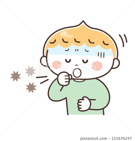 男孩咳嗽的插圖 男孩咳嗽的插圖 125676247