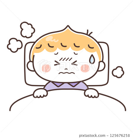 Illustration of a sick boy Illustration of a sick boy 125676258