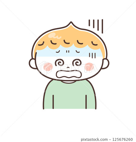 生病的男孩的插圖 生病的男孩的插圖 125676260