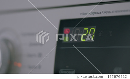 The Electronic Display Found on a Modern Appliance Featuring Adjustable Temperature Settings 125676312