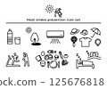 Heat stroke prevention icon set (simple line drawing) 125676818