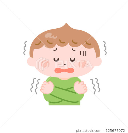 一個顫抖的男孩的插圖 125677072