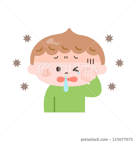 患有花粉症的男孩的插圖 125677073