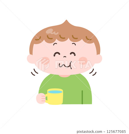 男孩漱口的插圖 男孩漱口的插圖 125677085