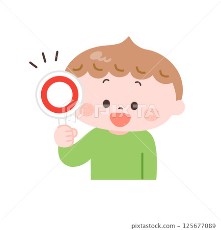 一個男孩豎起大拇指的插圖 一個男孩豎起大拇指的插圖 125677089