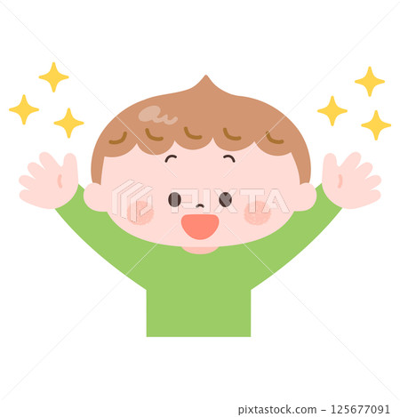 Illustration of a boy with clean hands 125677091