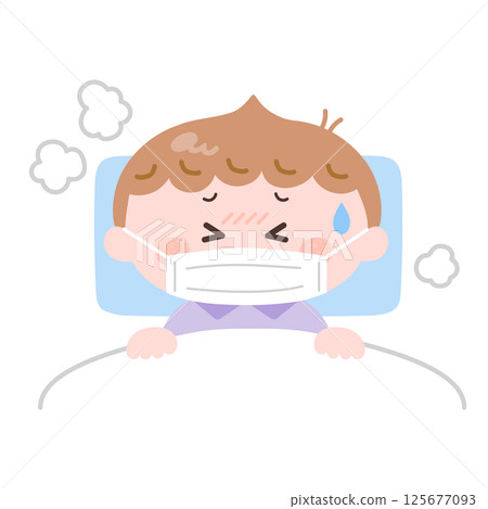 Illustration of a sick boy Illustration of a sick boy 125677093
