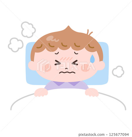 Illustration of a sick boy 125677094