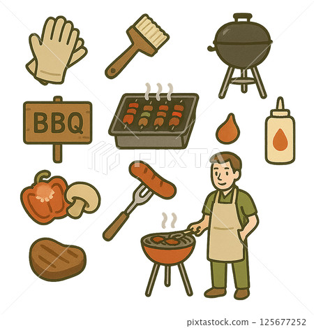 燒烤的插圖集 125677252
