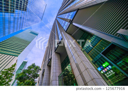 Tokyo cityscape in Japan in May. View of Otemachi Park Building and other buildings. Tokyo cityscape in Japan in May. View of Otemachi Park Building and other buildings. 125677916