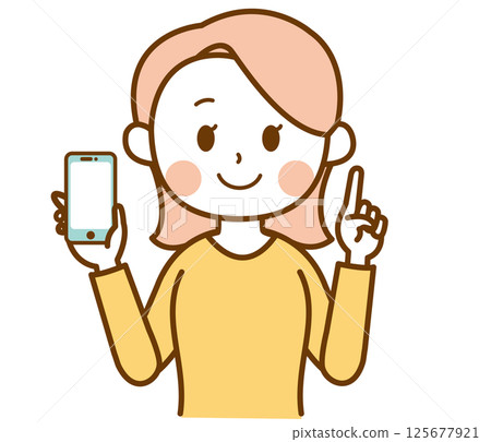 Illustration of a woman holding a smartphone Illustration of a woman holding a smartphone 125677921
