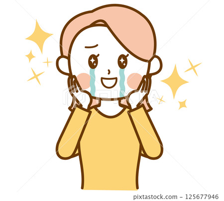 Illustration of a woman crying with emotion 125677946