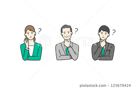 Person Worried businessman's facial expression Vector illustration set material Person Worried businessman's facial expression Vector illustration set material 125678424