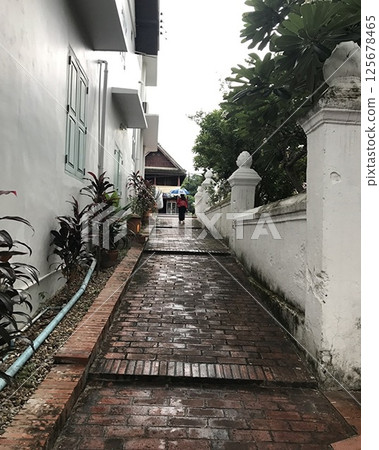 Backstreet scenery in Luang Prabang, a World Heritage town in Laos 125678465