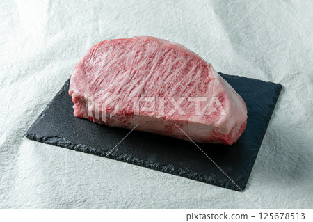 Black Wagyu Beef Sirloin Steak Block 125678513