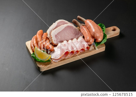 什錦火腿、香腸和培根 125678515