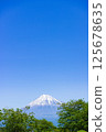 晴朗的日子裡從山頂俯瞰白雪皚皚的富士山 125678635