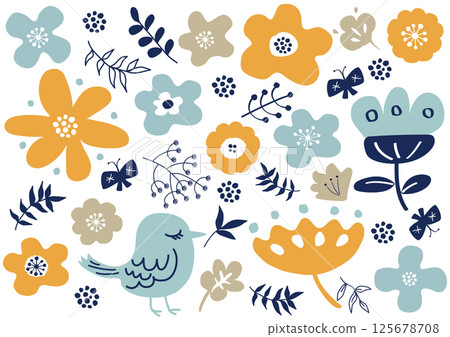 Scandinavian flower pattern pattern 125678708